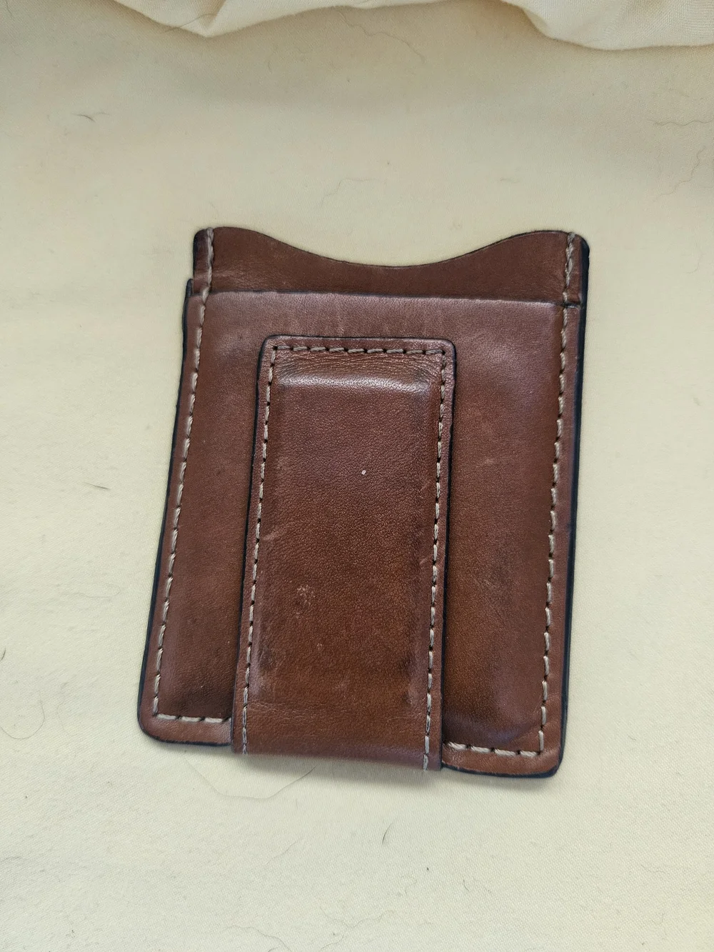 Brown Leather Magnetic Money Clip Card Holder